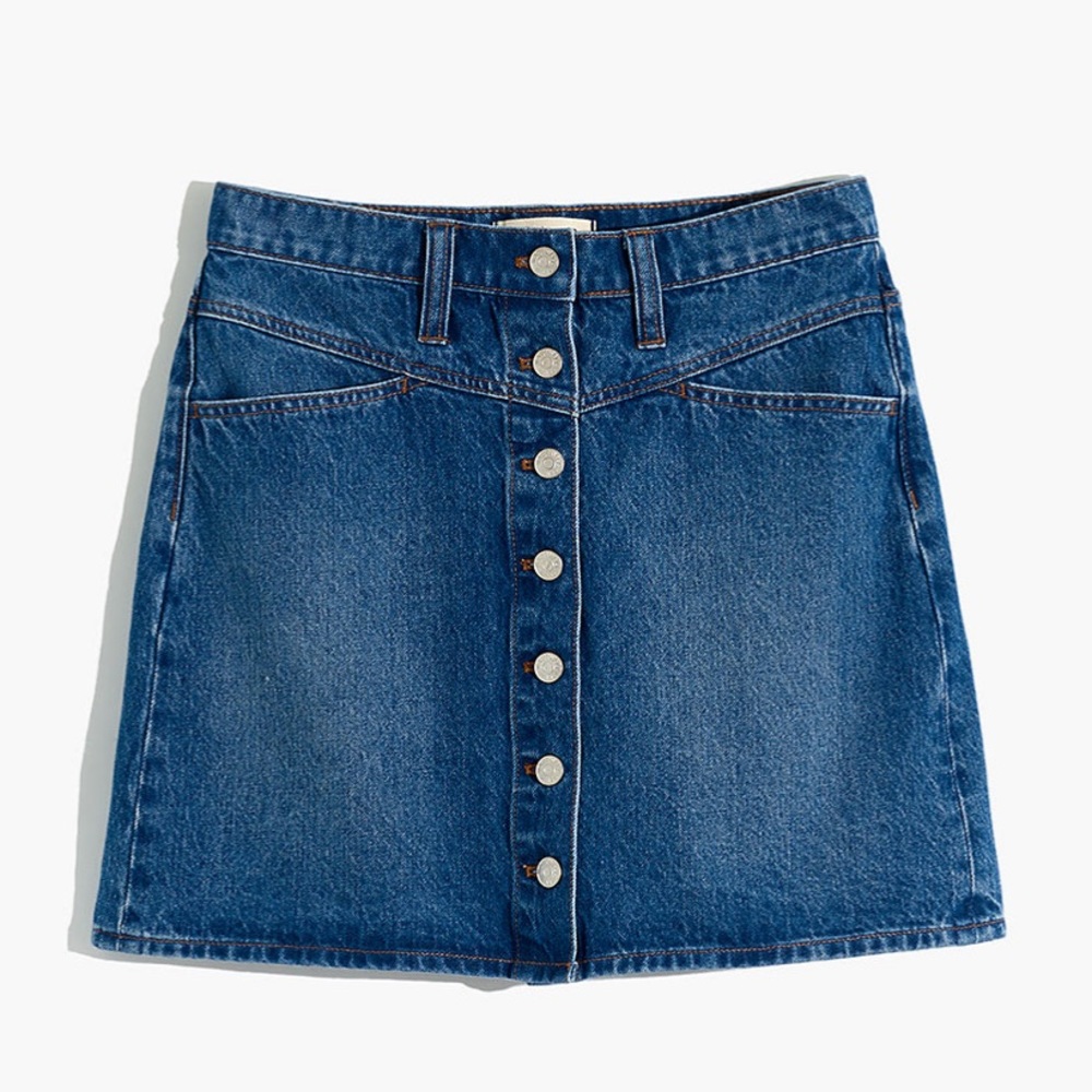 NWT Madewell Denim A-Line Snap Mini Skirt